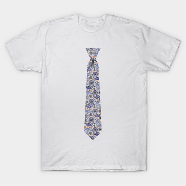 White Paisley Tie T-Shirt by MojoCoffeeTime